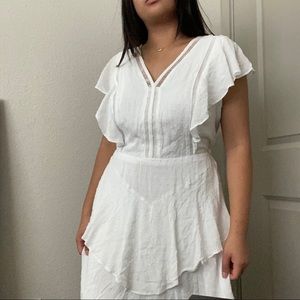 Express white dotted and ruffle dress